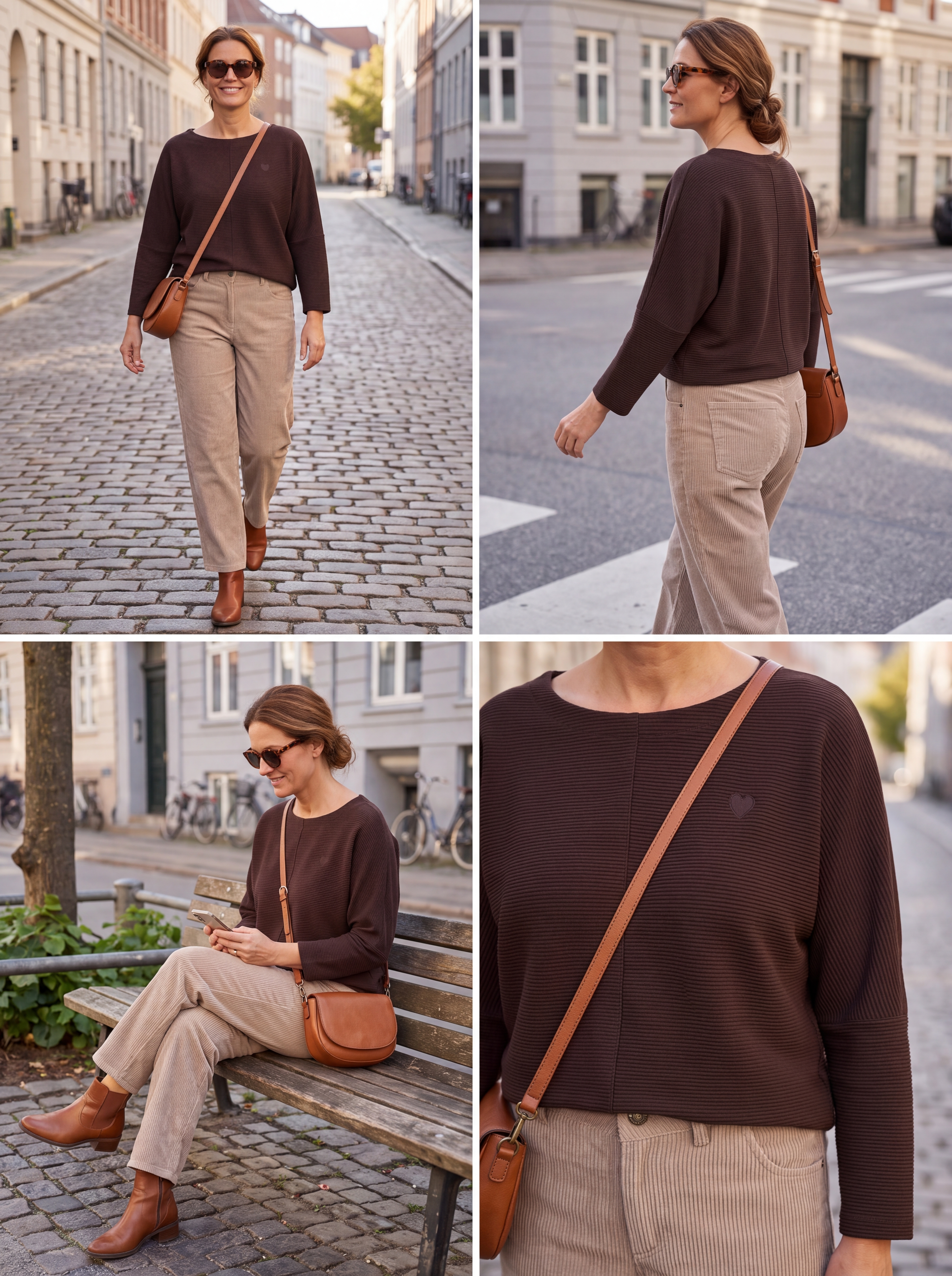 Dámske štruktúrované tričko BROADWAY NYC FASHION CHOCOLATE PLUM s.WEAR 13